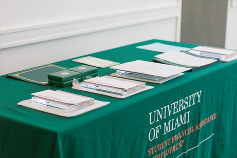 table with flyers